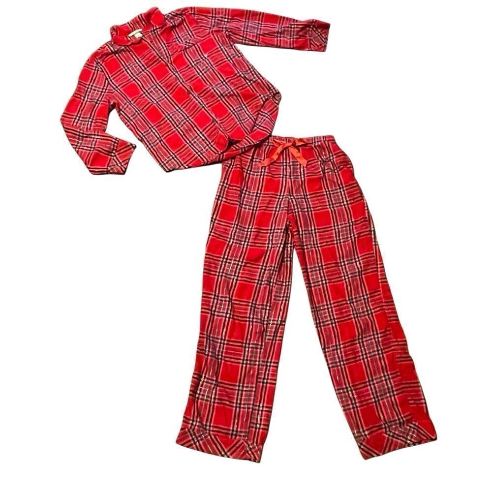 Victoria’s Secret Long Sleeve Plaid Pajama Set Red Pink White Black Size Small